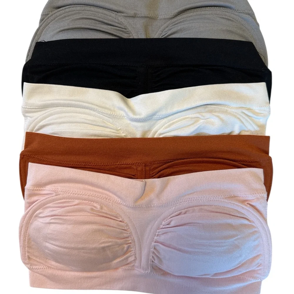 Breezies Blush and Charcoal Strapless Crop Tops - Picture 1 of 3